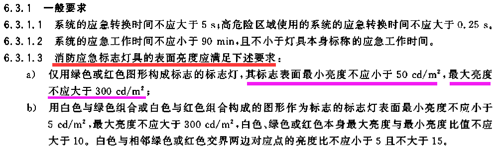 國家標(biāo)準(zhǔn)對(duì)應(yīng)急標(biāo)志亮度的規(guī)定
